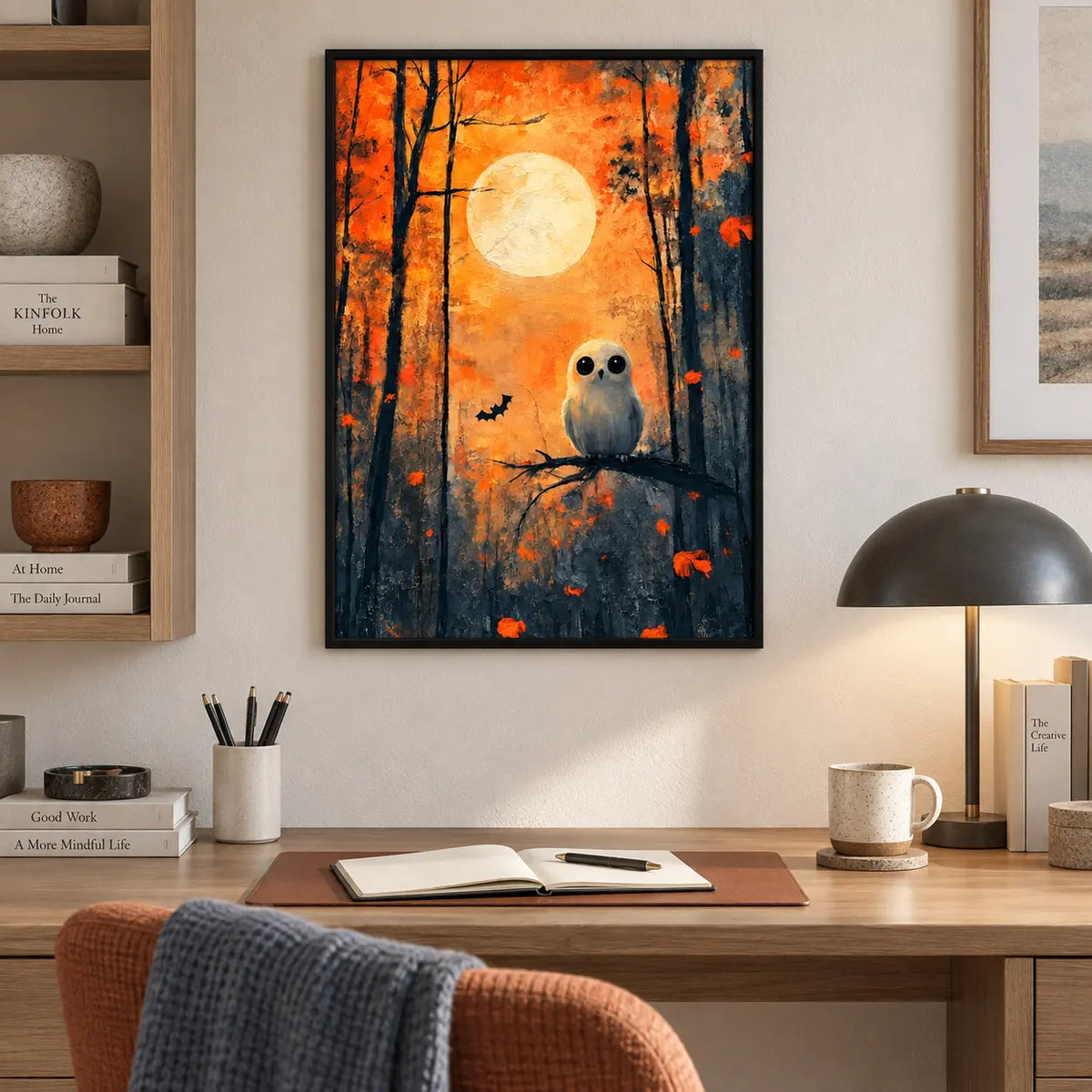 Owl Autumn Moon Forest Wall Art 5