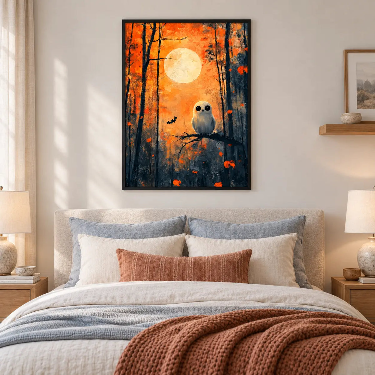 Owl Autumn Moon Forest Wall Art 6