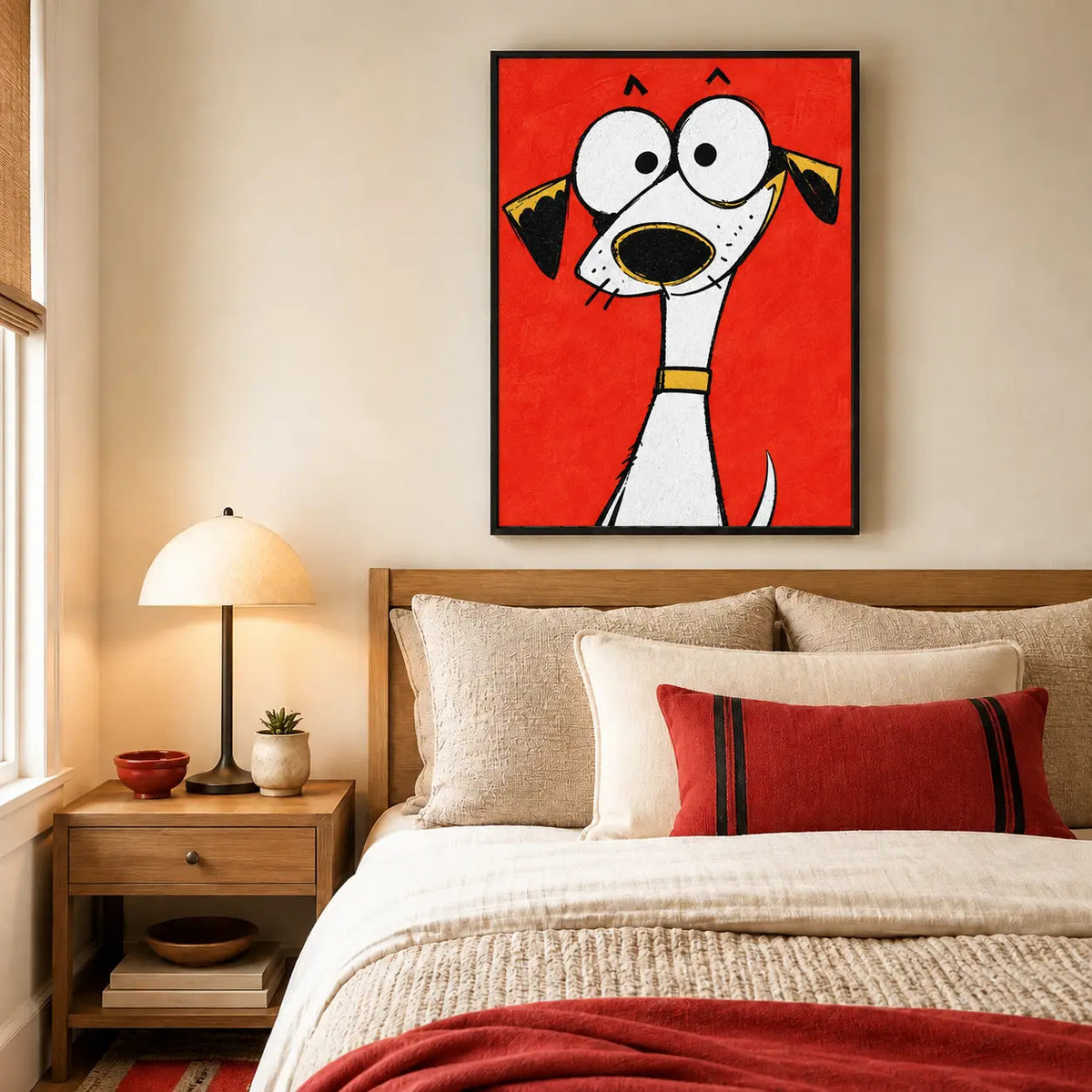 Mini Cartoon Dog in Tiny Gold Frame