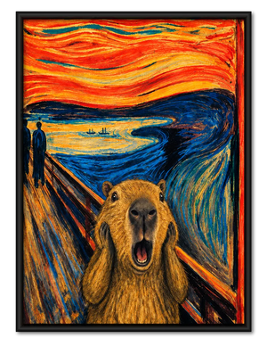 Capybara Scream Starry Night Parody Wall Art