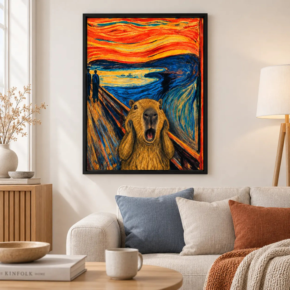 Capybara Scream Starry Night Parody Wall Art 2