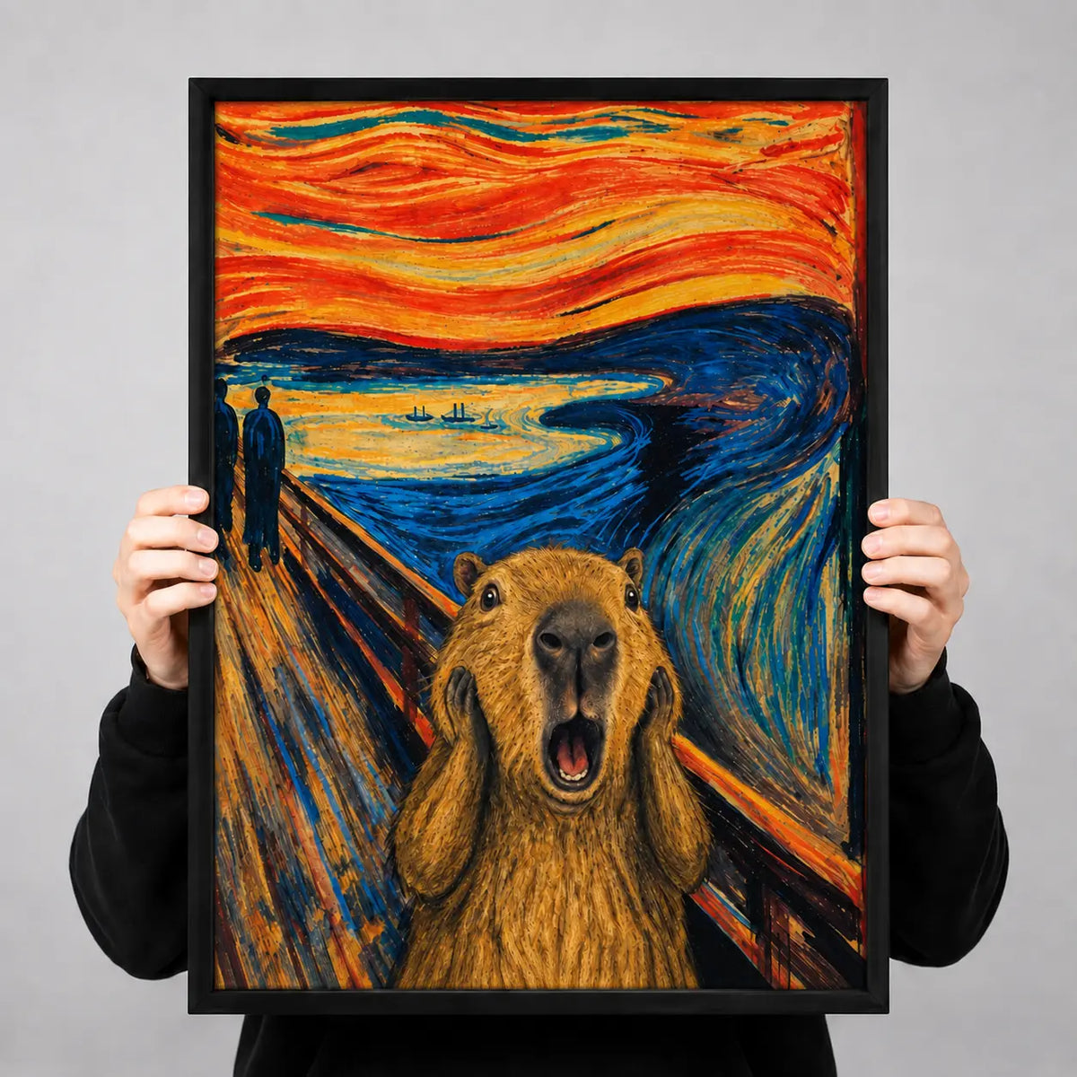 Capybara Scream Starry Night Parody Wall Art 3