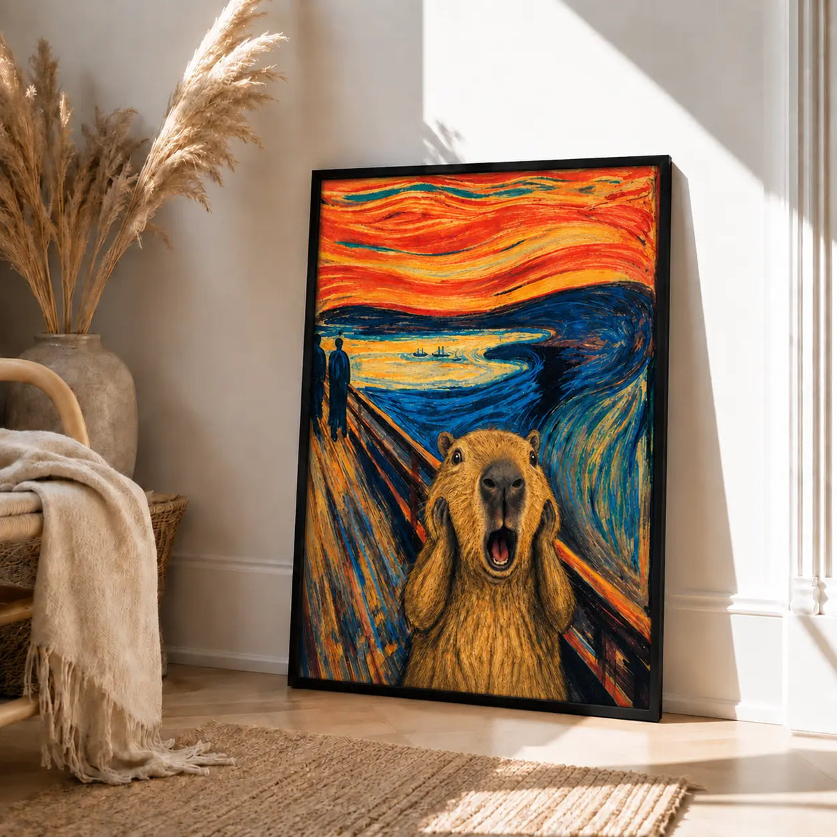 Capybara Scream Starry Night Parody Wall Art 4