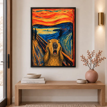 Capybara Scream Starry Night Parody Wall Art 5