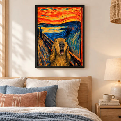 Capybara Scream Starry Night Parody Wall Art 6