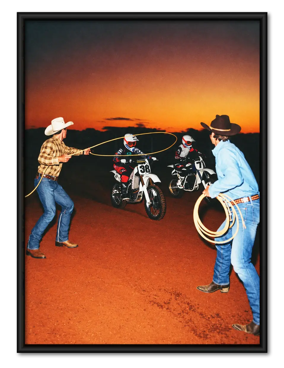 Cowboy Dirt Bike Sunset Wall Art 1