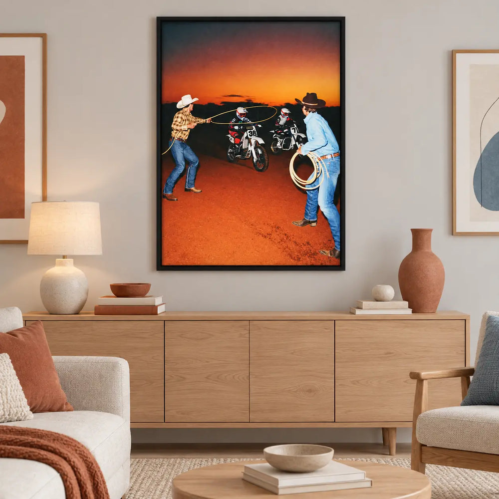 Cowboy Dirt Bike Sunset Wall Art 2