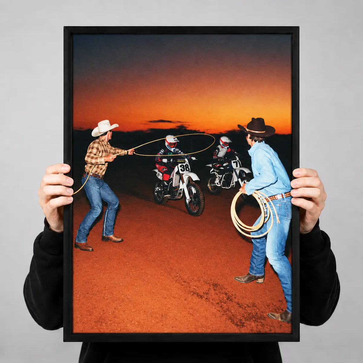 Cowboy Dirt Bike Sunset Wall Art 3