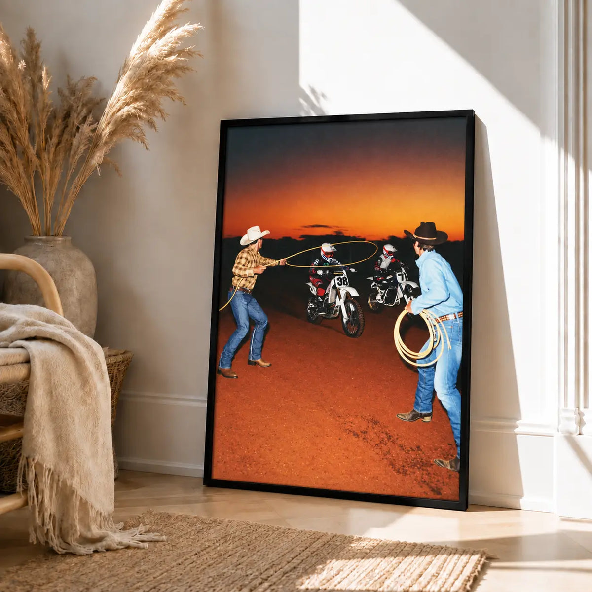 Cowboy Dirt Bike Sunset Wall Art 4