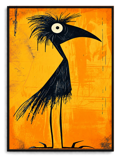 Abstract Black Bird Canvas Wall Art