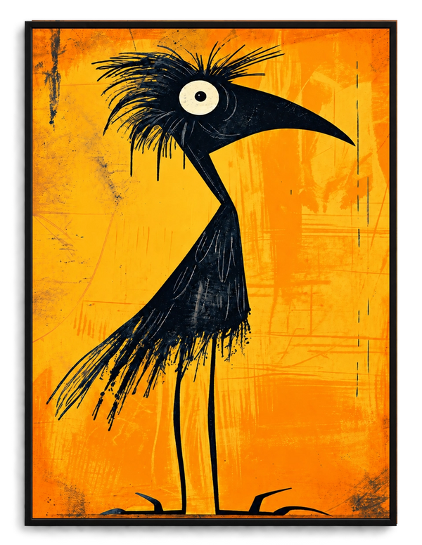 Abstract Black Bird Canvas Wall Art