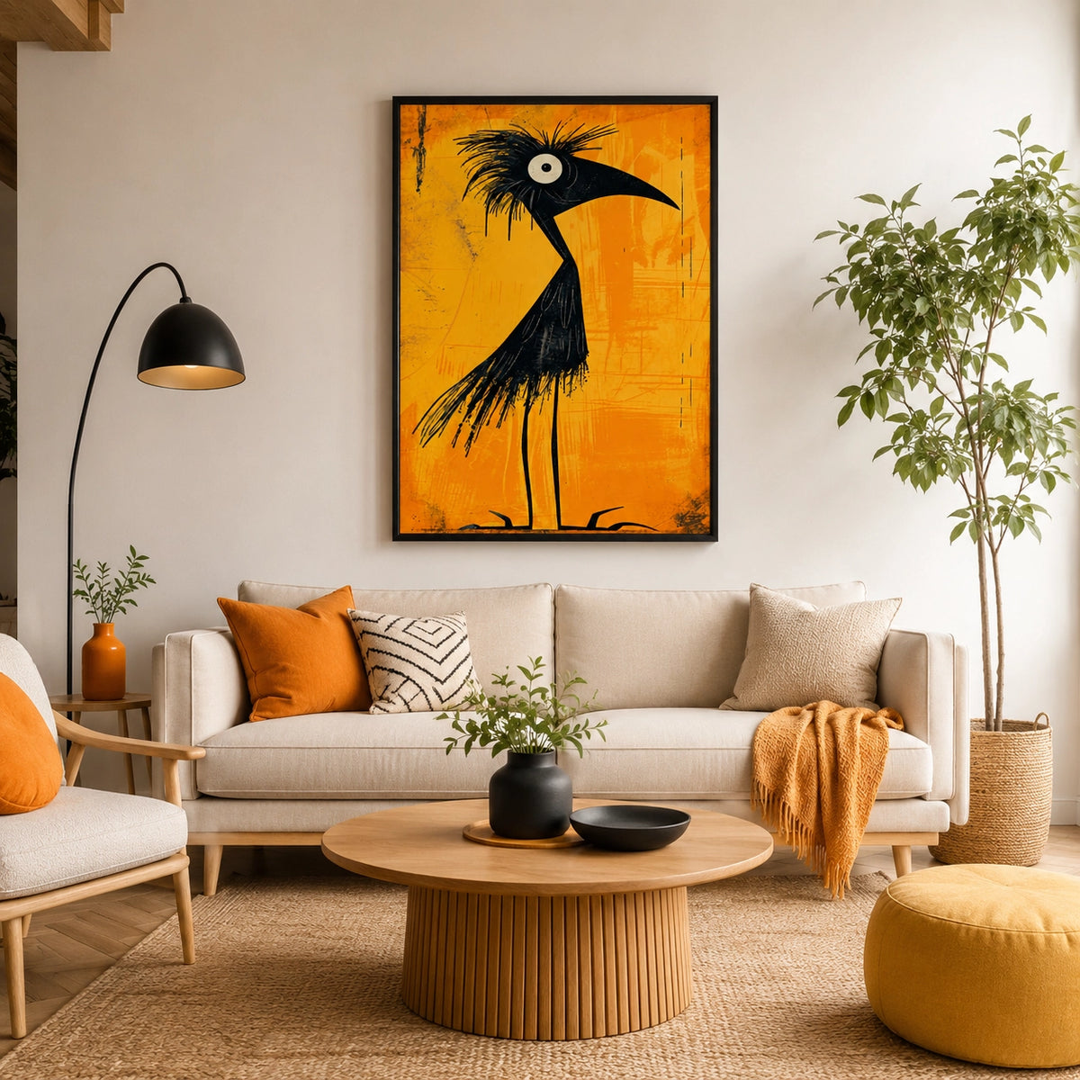 Abstract Black Bird Canvas Wall Art