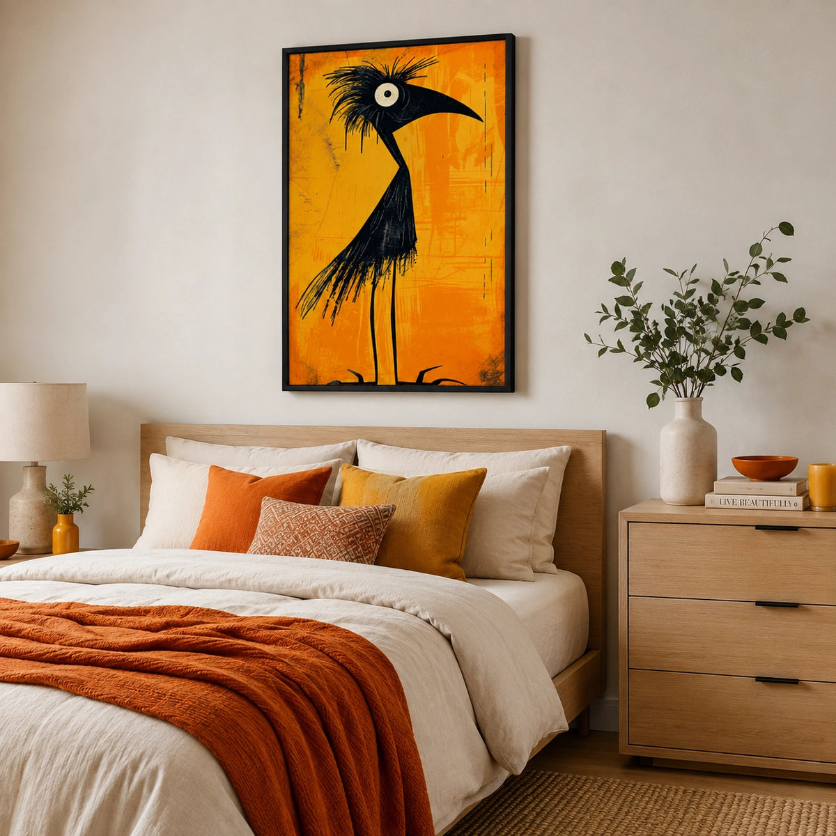 Abstract Black Bird Canvas Wall Art