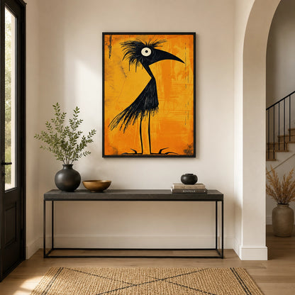 Abstract Black Bird Canvas Wall Art