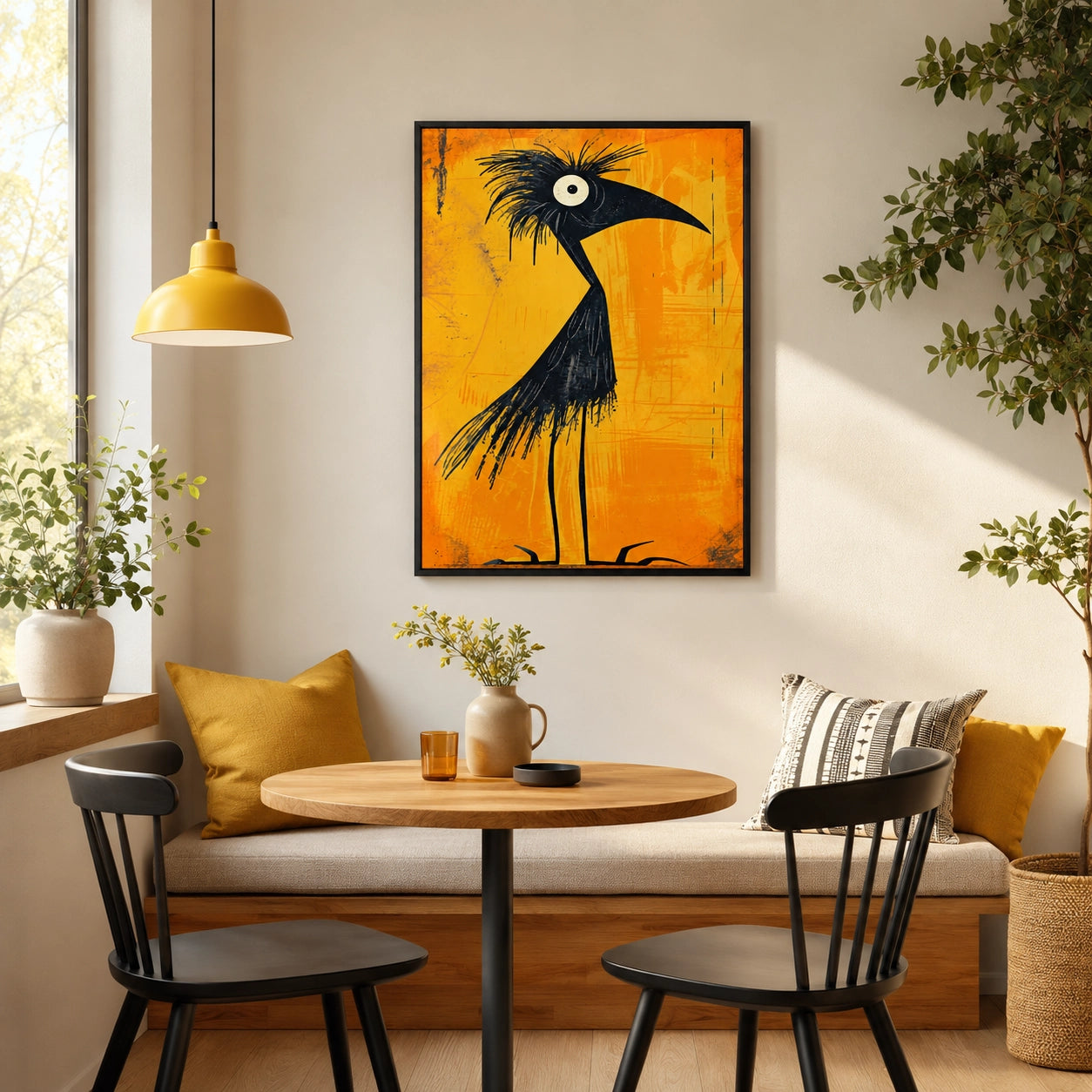 Abstract Black Bird Canvas Wall Art