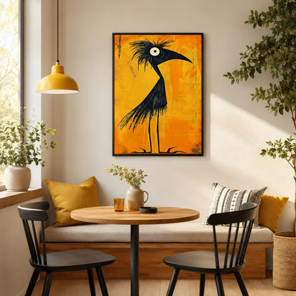 Abstract Black Bird Canvas Wall Art