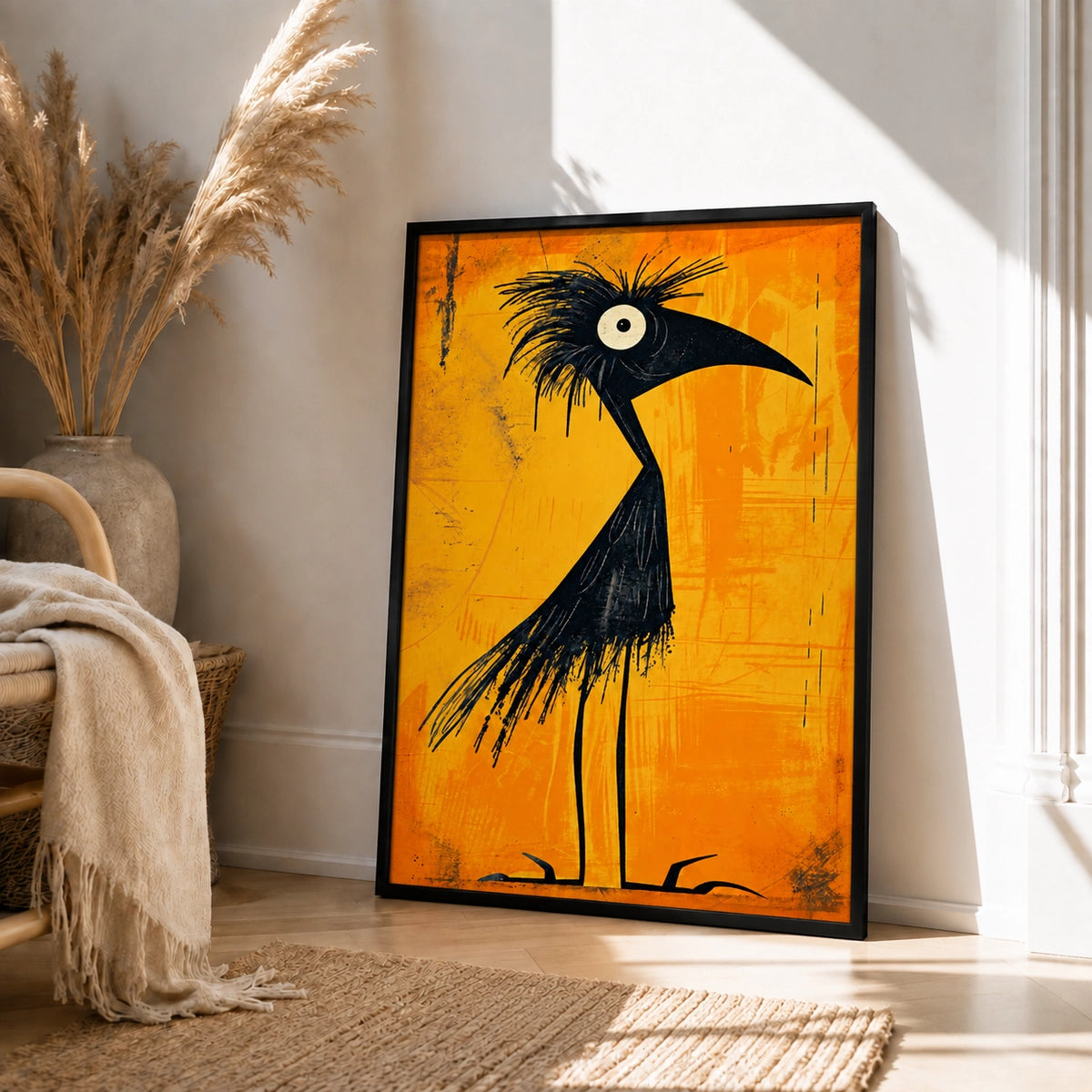 Abstract Black Bird Canvas Wall Art