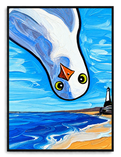 Bold Seagull Coastal Oil Style Canvas Wall Art