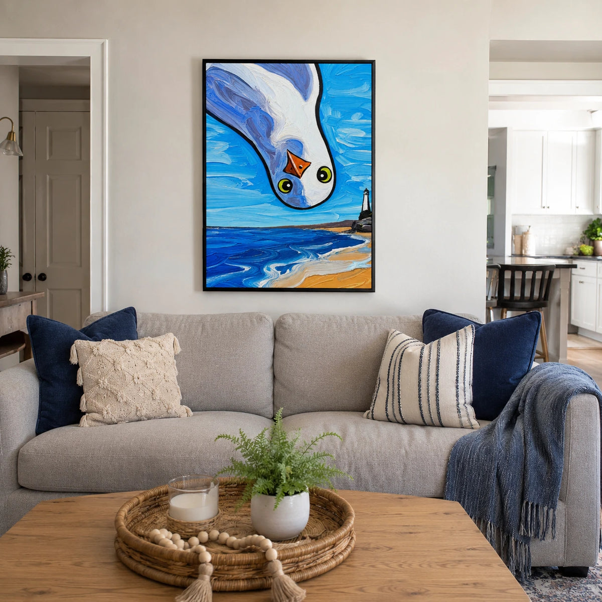 Bold Seagull Coastal Oil Style Canvas Wall Art