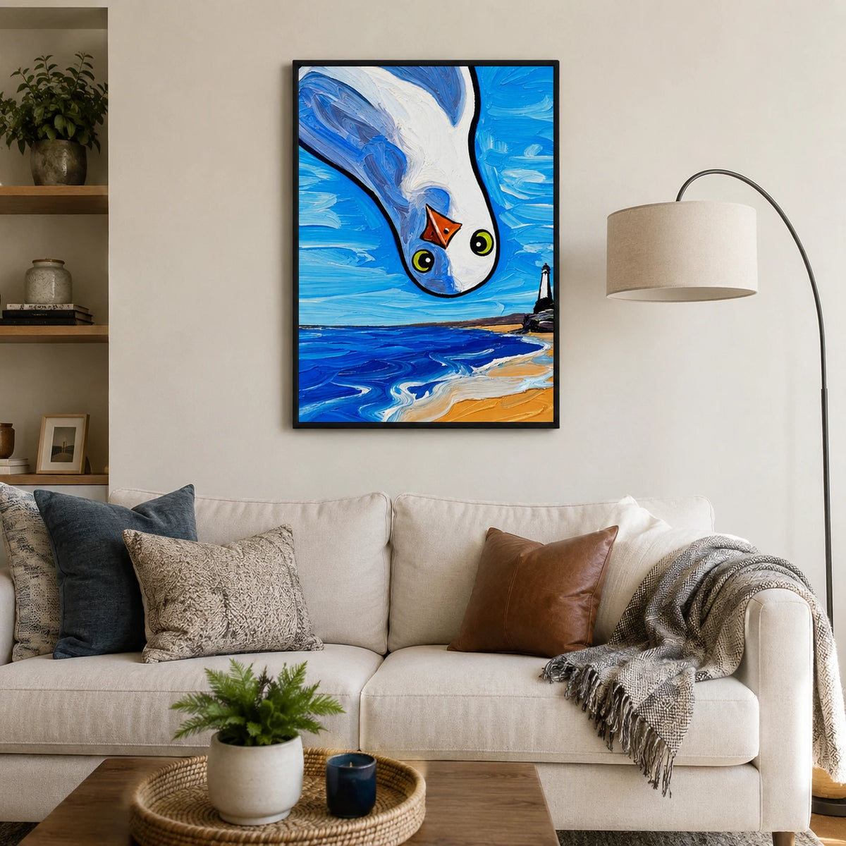 Bold Seagull Coastal Oil Style Canvas Wall Art