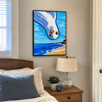 Bold Seagull Coastal Oil Style Canvas Wall Art