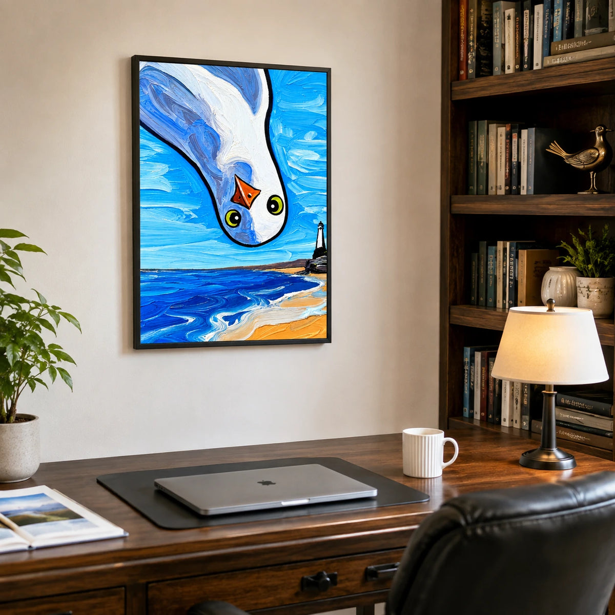 Bold Seagull Coastal Oil Style Canvas Wall Art