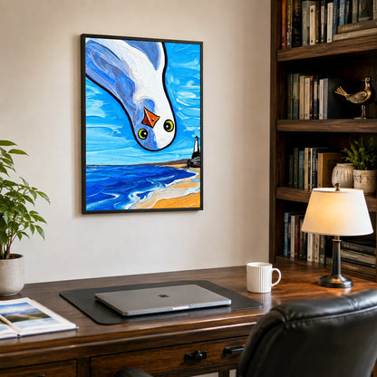 Bold Seagull Coastal Oil Style Canvas Wall Art