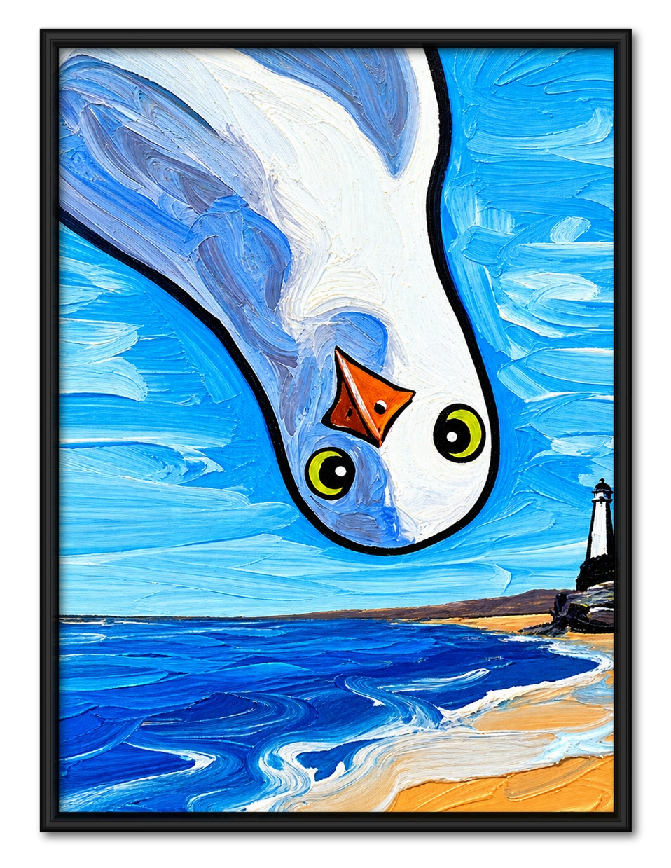 Bold Seagull Coastal Oil Style Canvas Wall Art