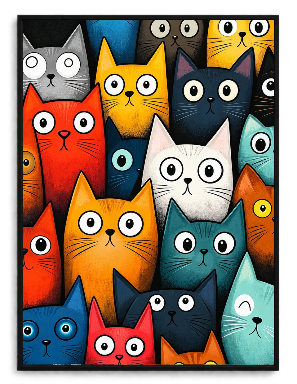 Colorful Cartoon Cats Pop Art Canvas Wall Art