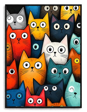 Colorful Cartoon Cats Pop Art Canvas Wall Art