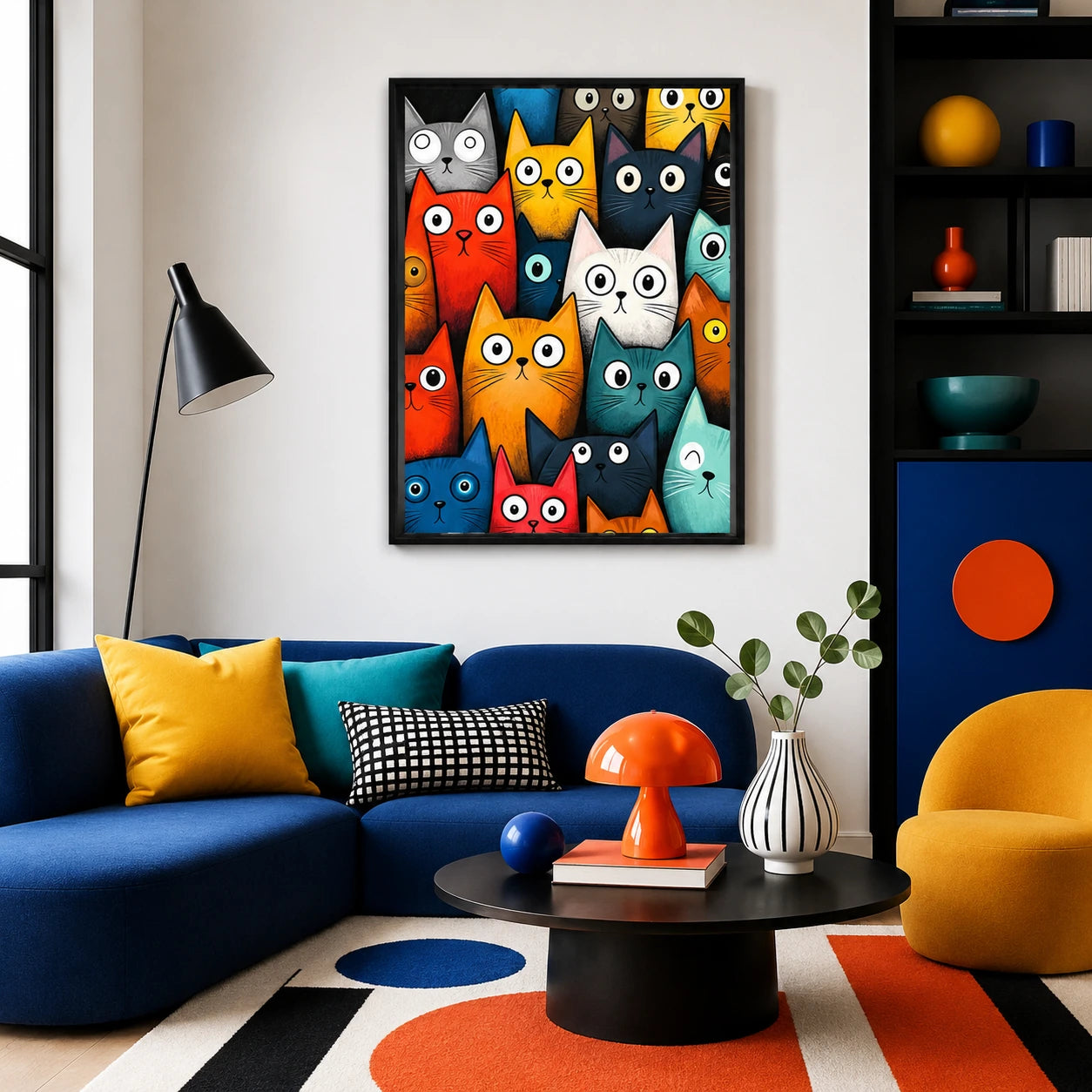 Colorful Cartoon Cats Pop Art Canvas Wall Art