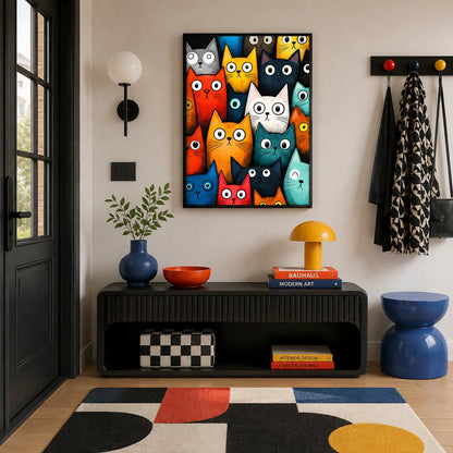Colorful Cartoon Cats Pop Art Canvas Wall Art