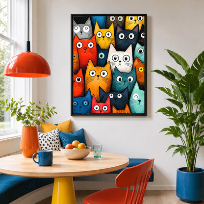 Colorful Cartoon Cats Pop Art Canvas Wall Art