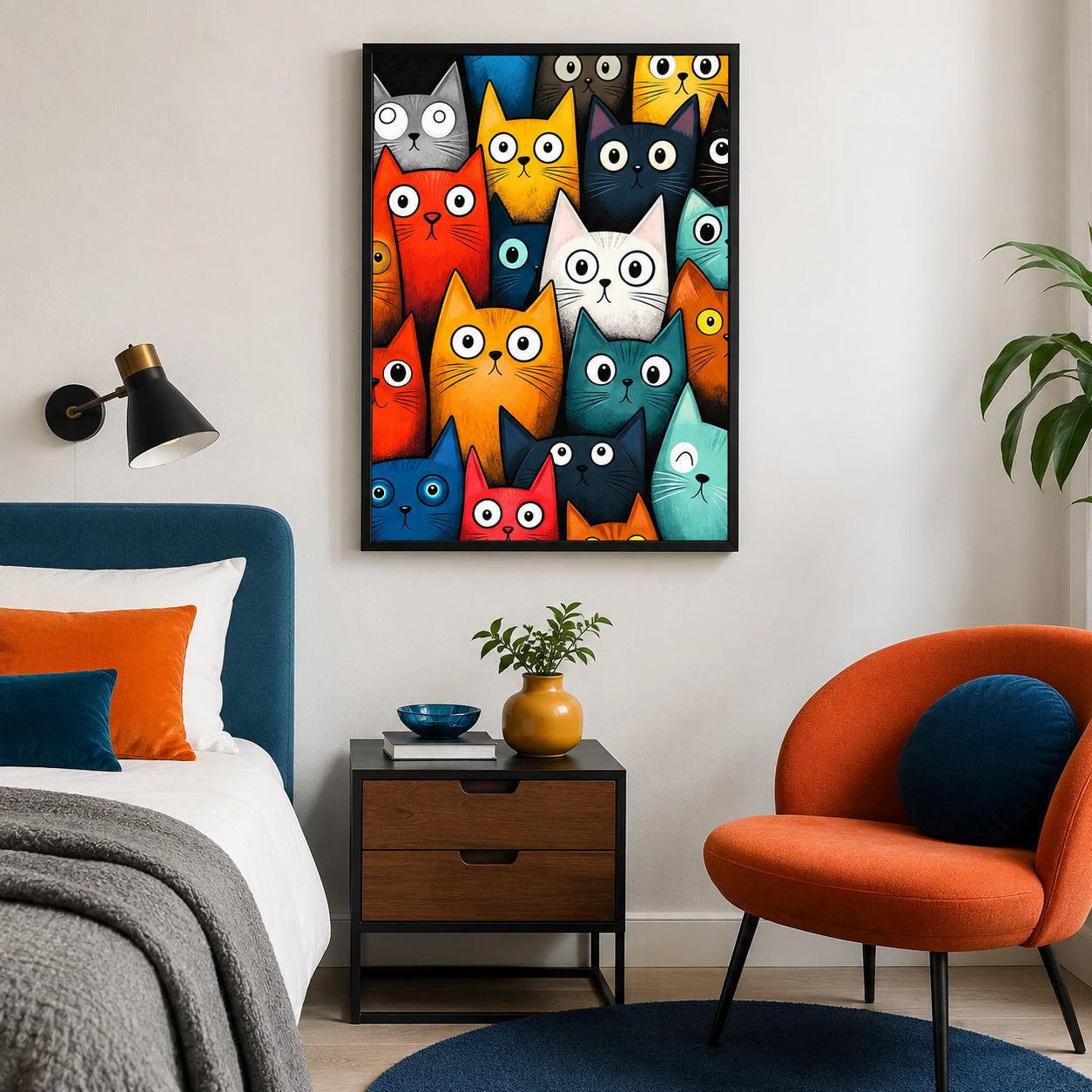 Colorful Cartoon Cats Pop Art Canvas Wall Art