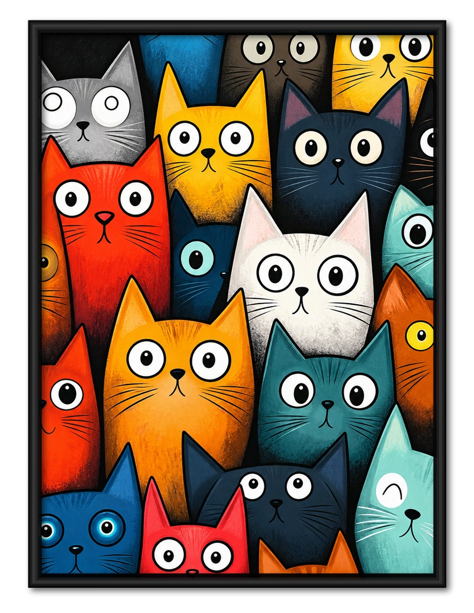 Colorful Cartoon Cats Pop Art Canvas Wall Art