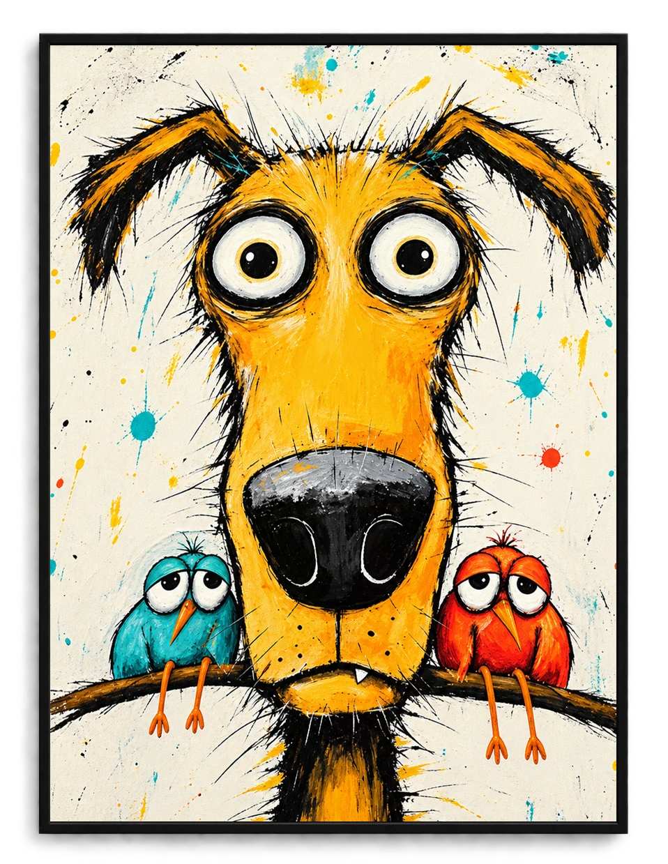 Crazy Dog Graffiti Funny Canvas Wall Art