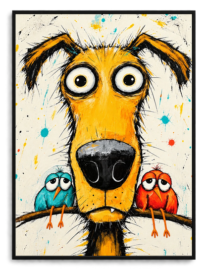 Crazy Dog Graffiti Funny Canvas Wall Art