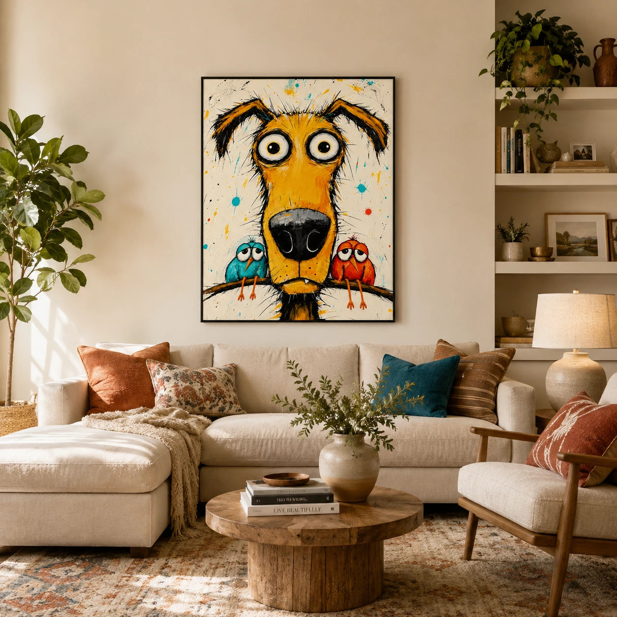 Crazy Dog Graffiti Funny Canvas Wall Art