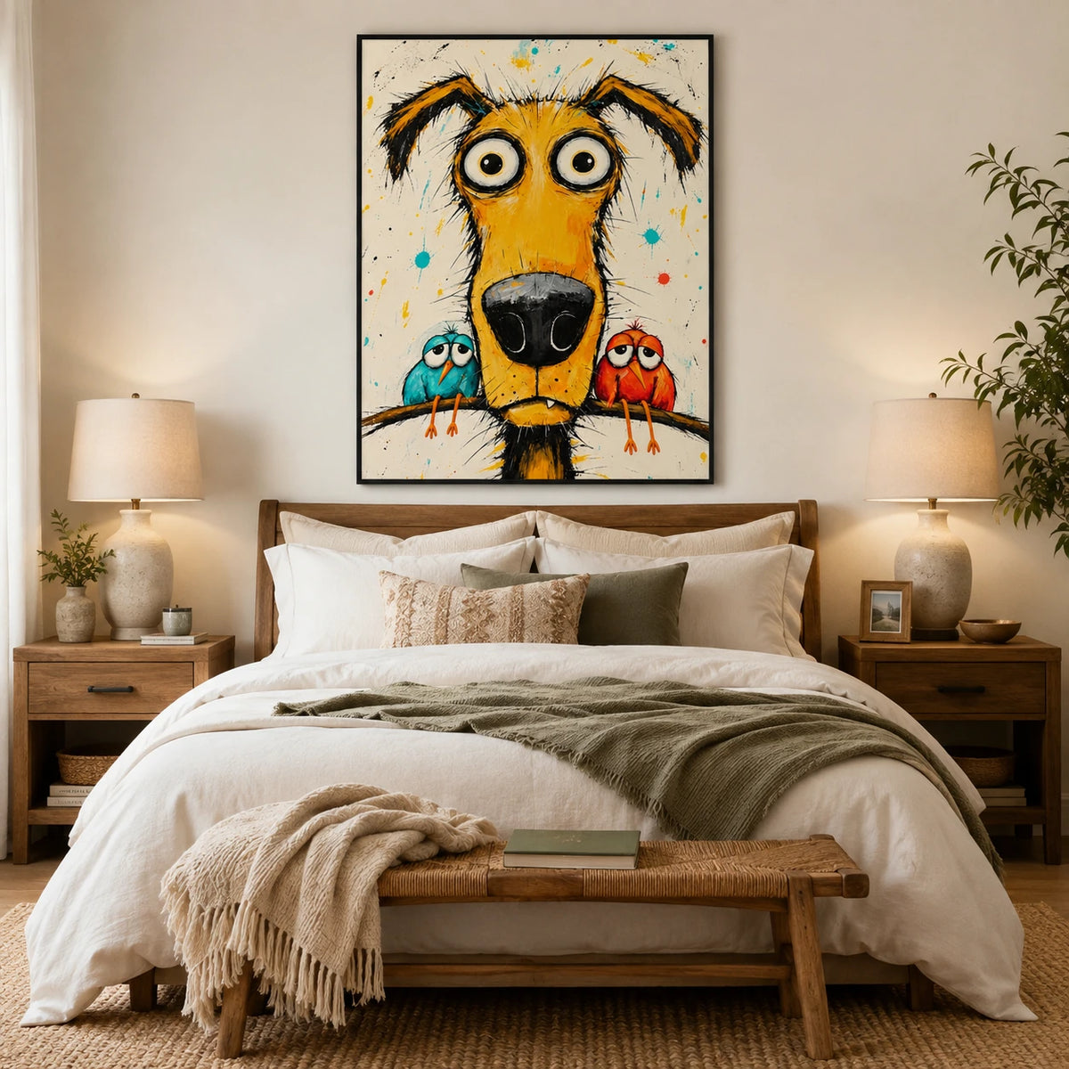 Crazy Dog Graffiti Funny Canvas Wall Art