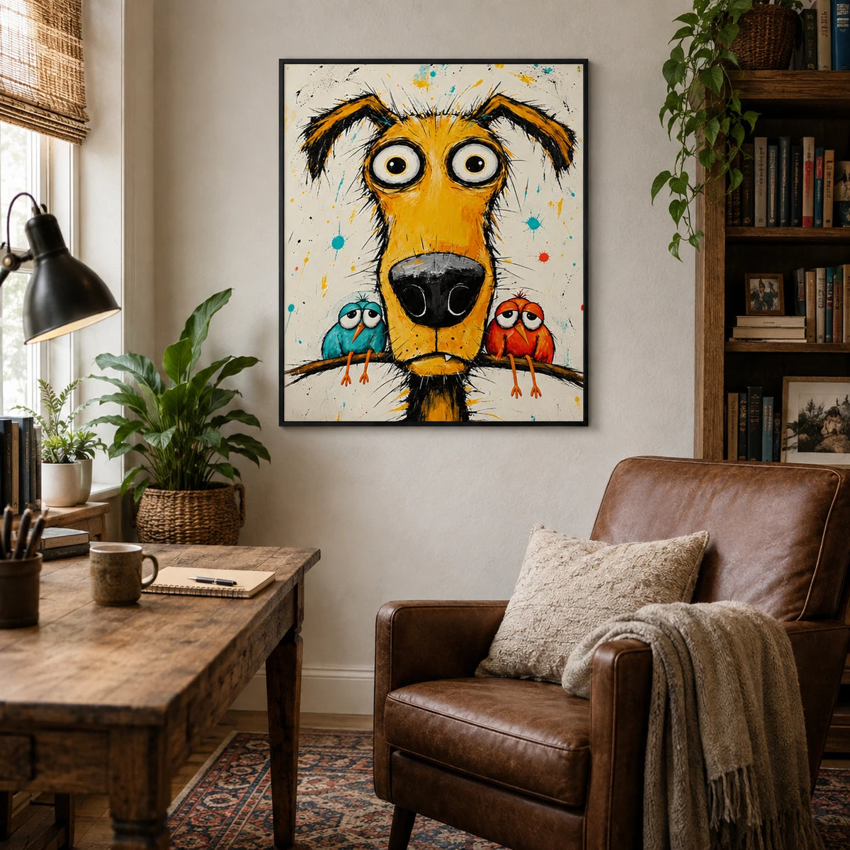 Crazy Dog Graffiti Funny Canvas Wall Art