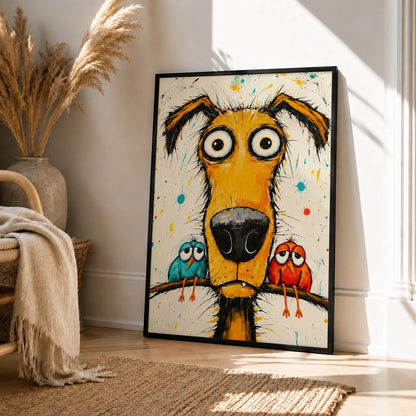 Crazy Dog Graffiti Funny Canvas Wall Art