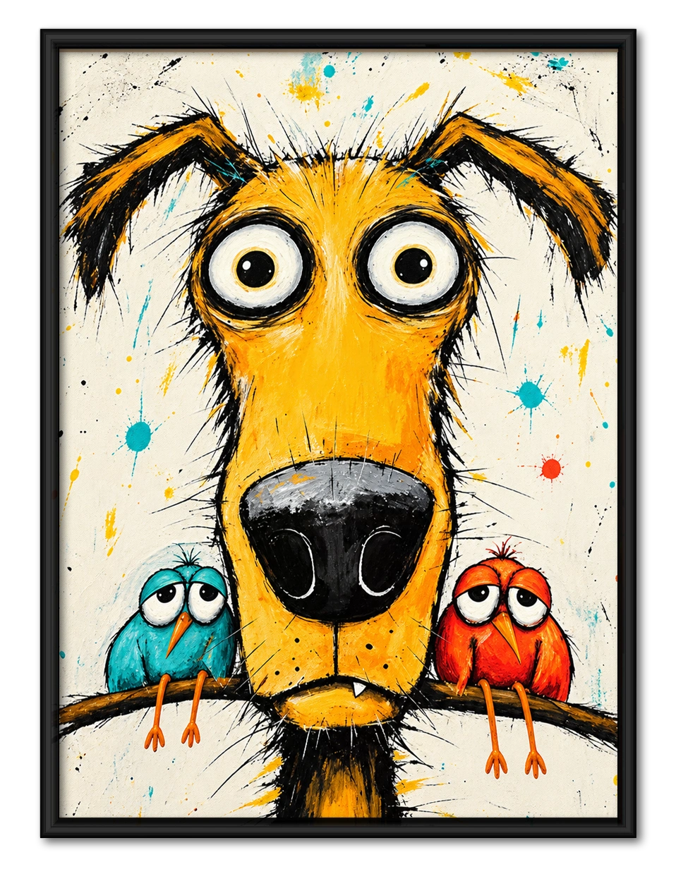 Crazy Dog Graffiti Funny Canvas Wall Art