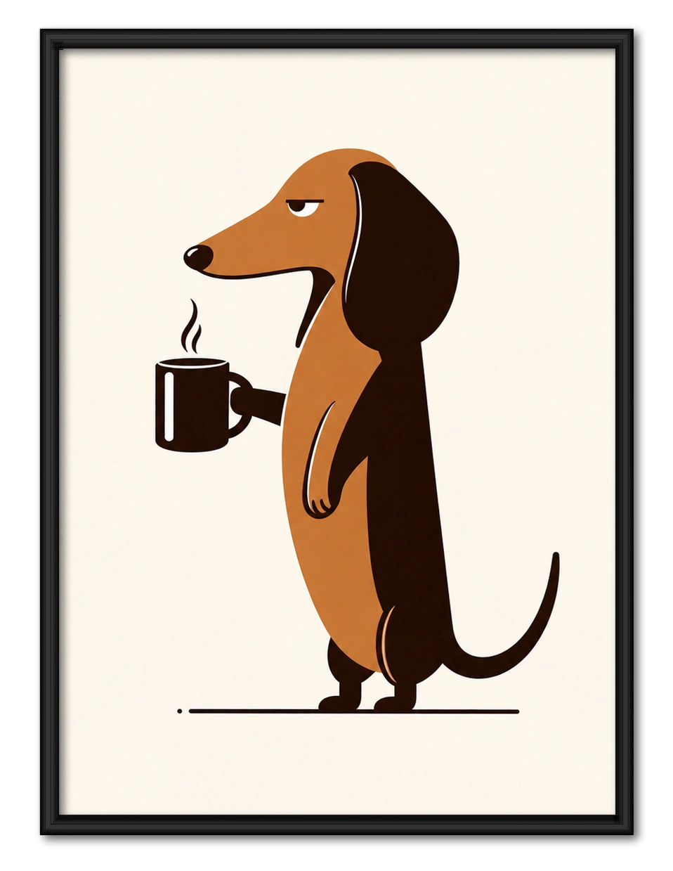 Dachshund Coffee Lover Art - Funny Dog Wall Decor
