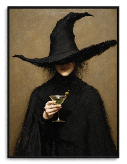 Dark Academia Witch Martini Gothic Canvas Wall Art
