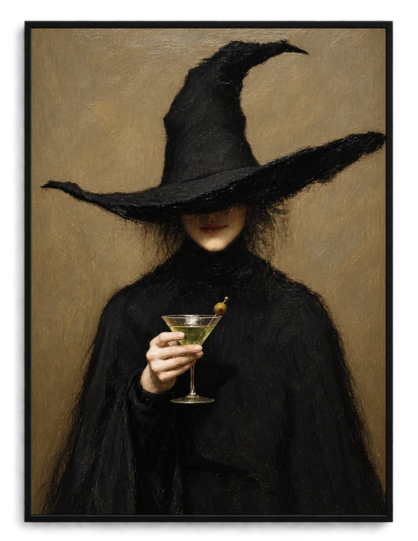 Dark Academia Witch Martini Gothic Canvas Wall Art