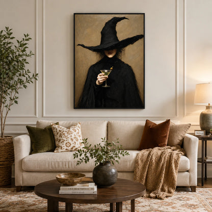 Dark Academia Witch Martini Gothic Canvas Wall Art