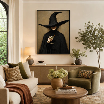 Dark Academia Witch Martini Gothic Canvas Wall Art