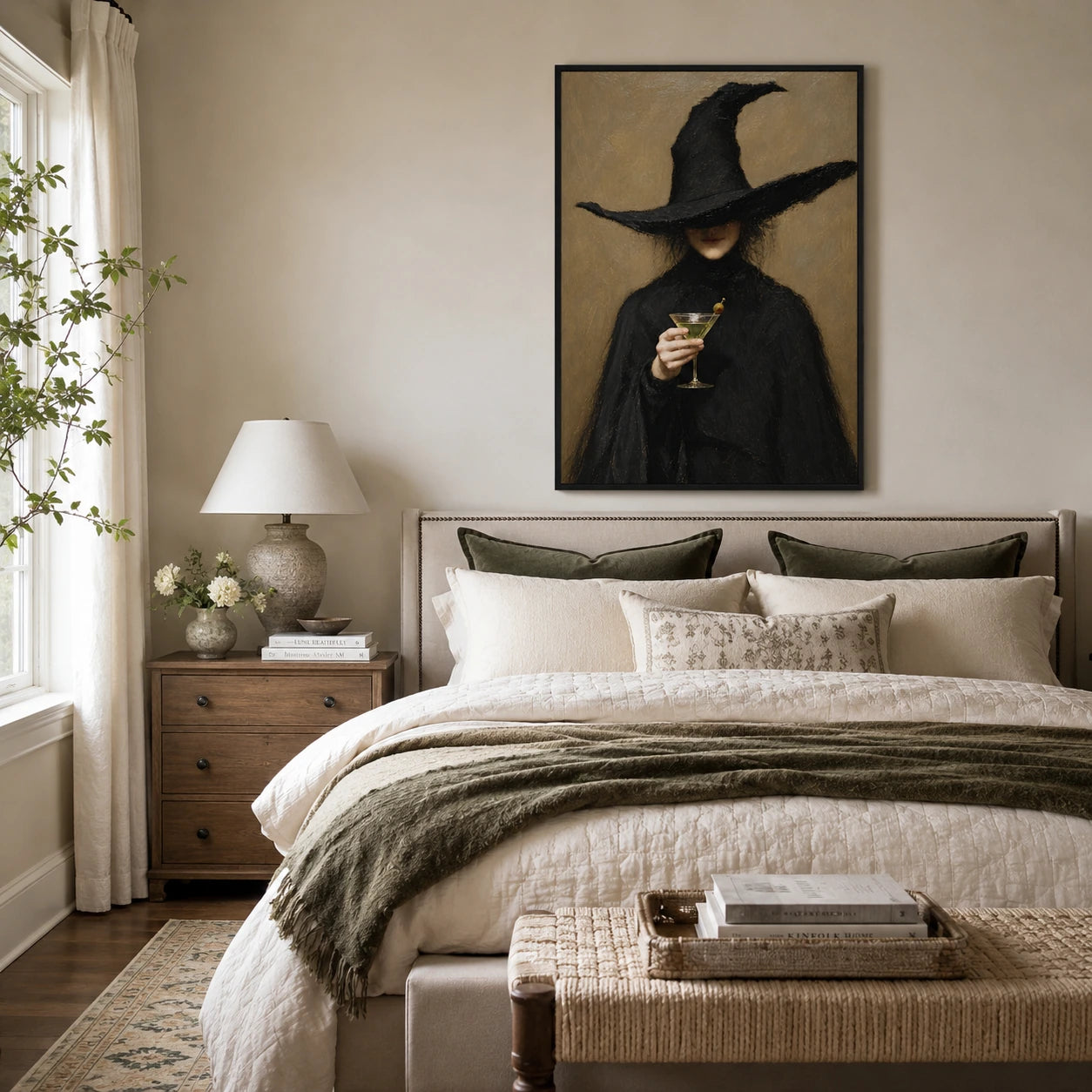 Dark Academia Witch Martini Gothic Canvas Wall Art