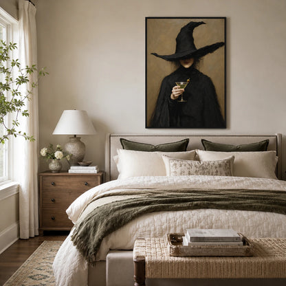 Dark Academia Witch Martini Gothic Canvas Wall Art
