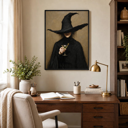 Dark Academia Witch Martini Gothic Canvas Wall Art
